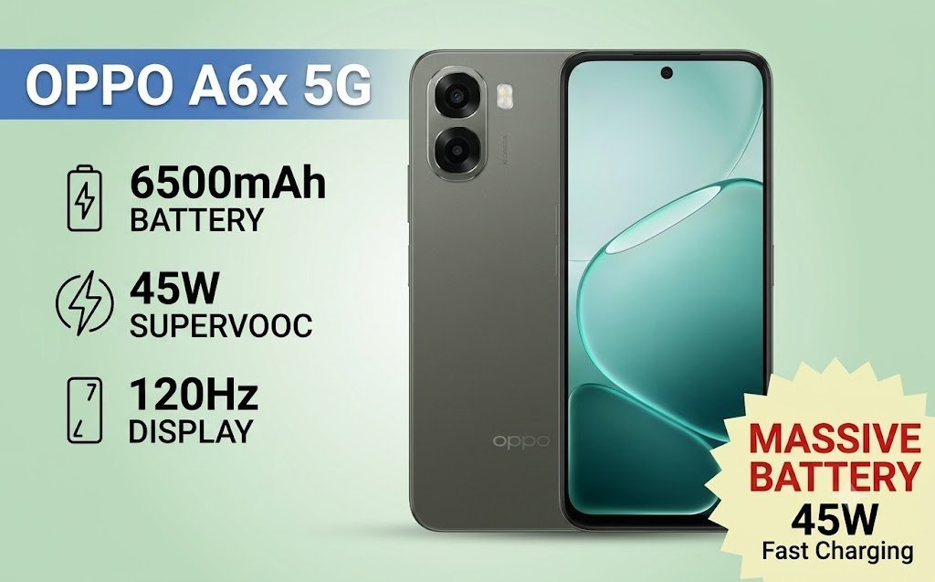 OPPO A6x 5G: Massive Battery, Fluid 120Hz Display & Durable Build